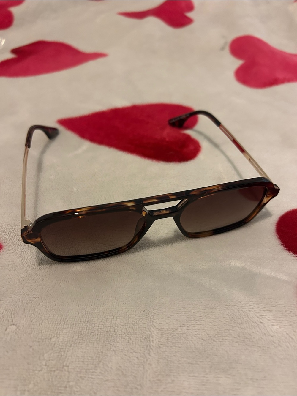Tortoiseshell Rectangular Sunglasses - Brown Lens